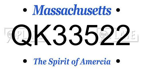 QK33522 Massachusetts License Plate