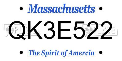 QK3E522 Massachusetts License Plate