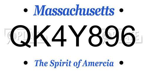 QK4Y896 Massachusetts License Plate