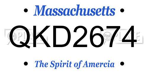QKD2674 Massachusetts License Plate
