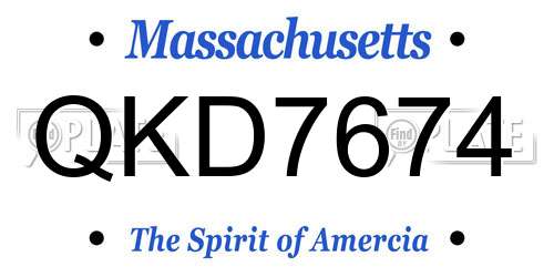 QKD7674 Massachusetts License Plate