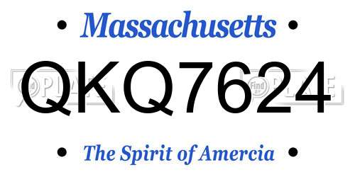 QKQ7624 Massachusetts License Plate