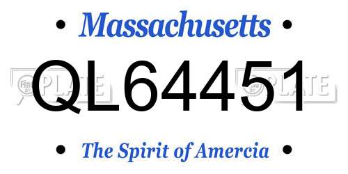 QL64451 Massachusetts License Plate