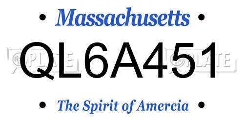 QL6A451 Massachusetts License Plate