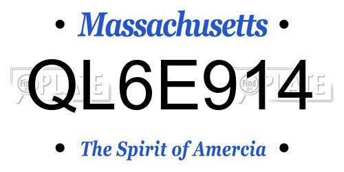 QL6E914 Massachusetts License Plate