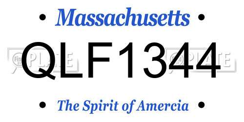 QLF1344 Massachusetts License Plate