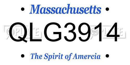 QLG3914 Massachusetts License Plate