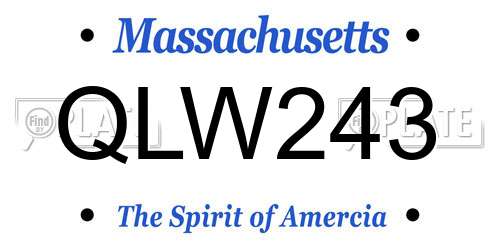 QLW243 Massachusetts License Plate