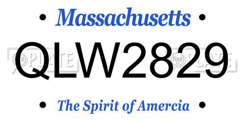 QLW2829 Massachusetts License Plate