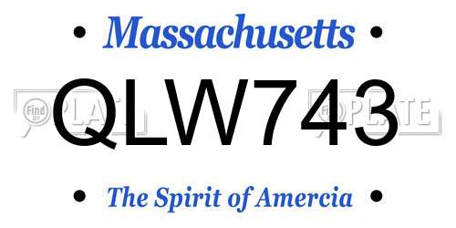 QLW743 Massachusetts License Plate