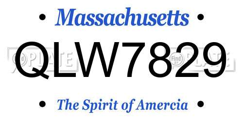 QLW7829 Massachusetts License Plate