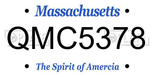 QMC5378 Massachusetts License Plate