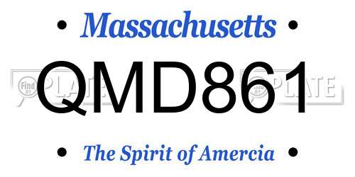 QMD861 Massachusetts License Plate
