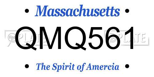 QMQ561 Massachusetts License Plate