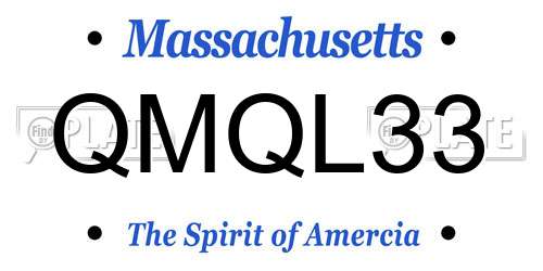 QMQL33 Massachusetts License Plate