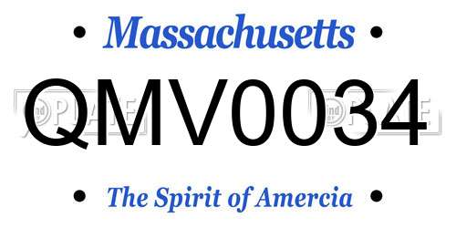 QMV0034 Massachusetts License Plate