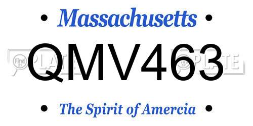 QMV463 Massachusetts License Plate