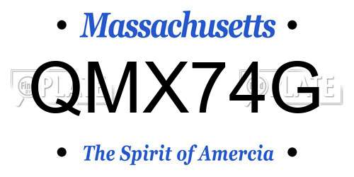 QMX74G Massachusetts License Plate