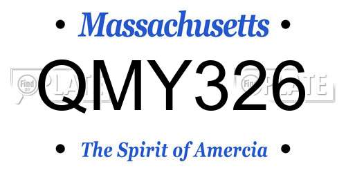 QMY326 Massachusetts License Plate