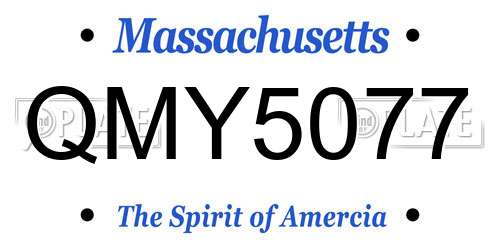 QMY5077 Massachusetts License Plate