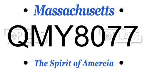 QMY8077 Massachusetts License Plate