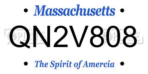 QN2V808 Massachusetts License Plate