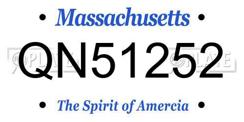 QN51252 Massachusetts License Plate