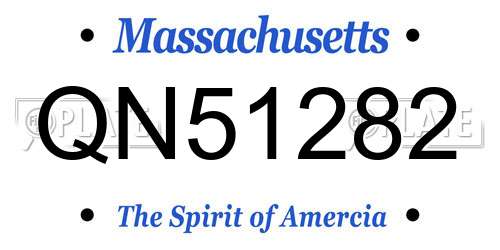 QN51282 Massachusetts License Plate
