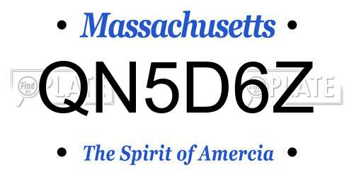 QN5D6Z Massachusetts License Plate