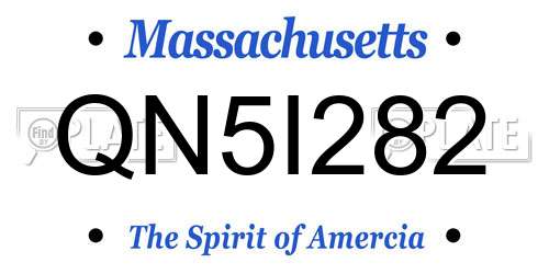 QN5I282 Massachusetts License Plate