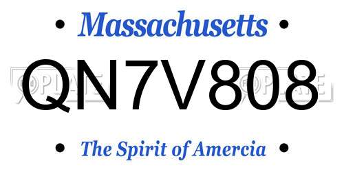 QN7V808 Massachusetts License Plate