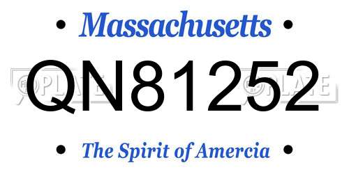 QN81252 Massachusetts License Plate