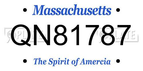 QN81787 Massachusetts License Plate