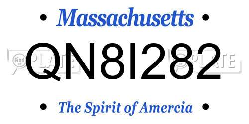 QN8I282 Massachusetts License Plate