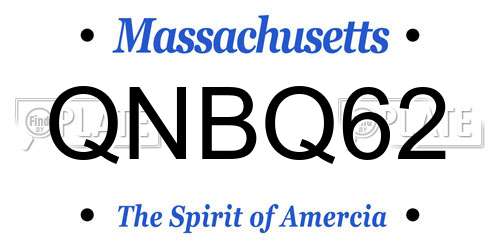 QNBQ62 Massachusetts License Plate