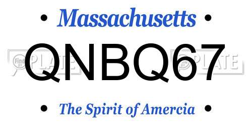 QNBQ67 Massachusetts License Plate