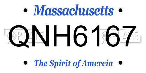 QNH6167 Massachusetts License Plate