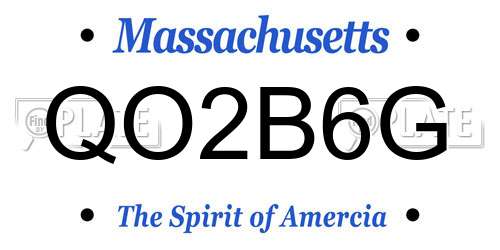 QO2B6G Massachusetts License Plate