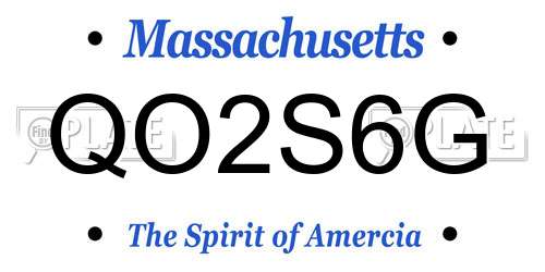 QO2S6G Massachusetts License Plate