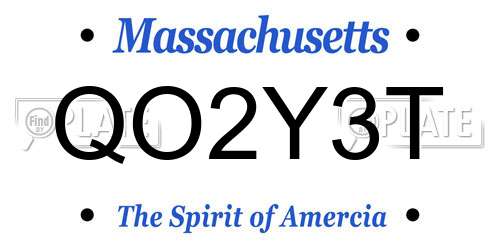 QO2Y3T Massachusetts License Plate