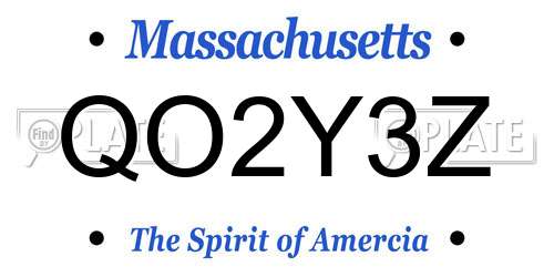 QO2Y3Z Massachusetts License Plate