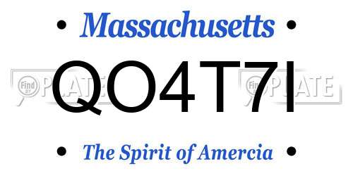 QO4T7I Massachusetts License Plate