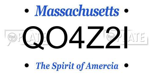 QO4Z2I Massachusetts License Plate