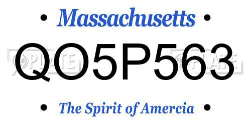 QO5P563 Massachusetts License Plate