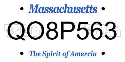 QO8P563 Massachusetts License Plate