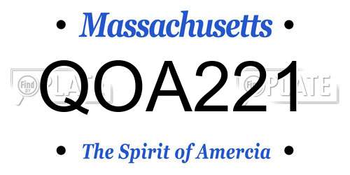 QOA221 Massachusetts License Plate