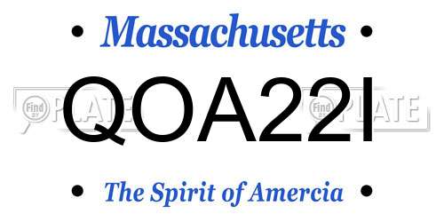 QOA22I Massachusetts License Plate