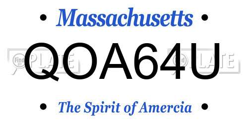 QOA64U Massachusetts License Plate
