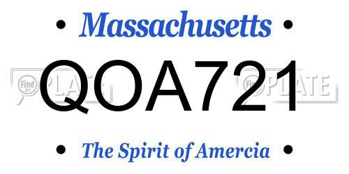 QOA721 Massachusetts License Plate
