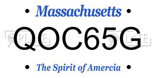QOC65G Massachusetts License Plate